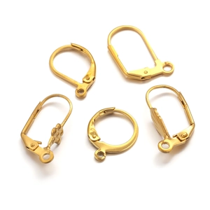 Crochets d'oreilles dormeuses en acier inoxydable doré pour création de bijoux avec textures