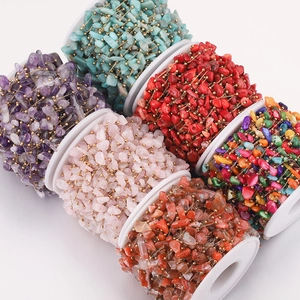 Rolls of natural irregular gemstone beads with gold wire for DIY jewelry making