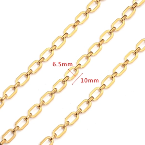 Gouden roestvrijstalen ovale schakelketting 10mm x 6,5mm voor DIY sieraden maken hobby