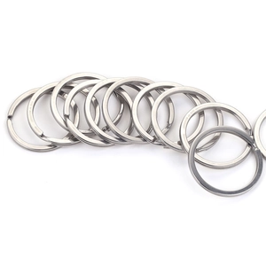 Polished silver stainless steel flat split rings for DIY keychains and accessory making