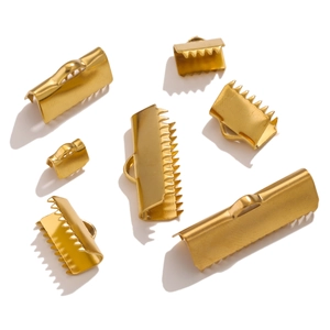 Stainless Steel Ribbon Crimp Ends For Jewelry Making DIY Bracelet Necklace Connectors Fold Over Clamshell Cord End Caps