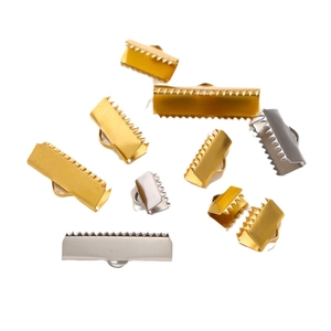 Stainless steel ribbon crimp ends in gold and silver for DIY jewelry making kits