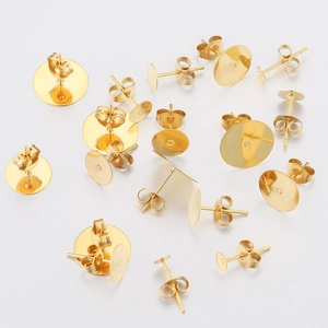 Golden stainless steel earring posts and butterfly backs for jewelry making diy