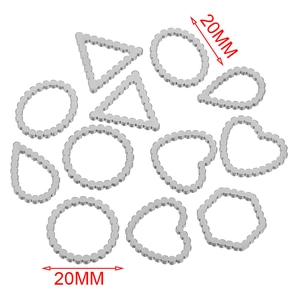 Colgantes de acero inoxidable ovalados y de corazón con bordes festoneados diy