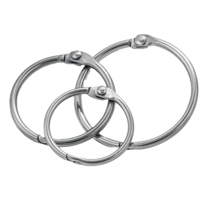 Three assorted sizes of stainless steel binder rings with hinged design for DIY binding