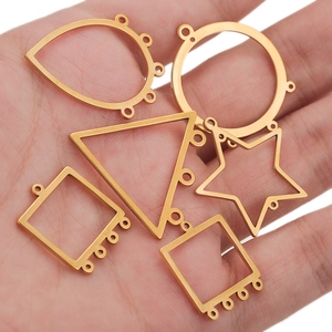 Connecteurs de bijoux géométriques dorés en acier inoxydable pour boucles d'oreilles DIY