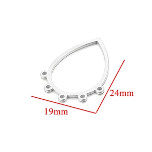 Connecteur de boucle d'oreille goutte en acier inoxydable avec cinq petits anneaux 19x24mm