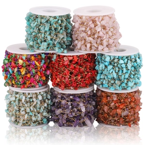 Stainless Steel Natural Stone Chips DIY Jewelry Making Chain Gold Silver Plated Beaded Chain For Handcrafted Jewelry Accessories