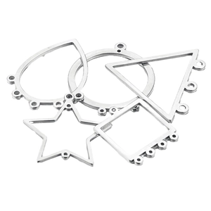 Connecteurs de boucles d'oreilles géométriques en acier poli pour bijoux DIY