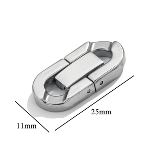 Gepolijste roestvrijstalen vouwsluiting voor DIY-sieraden projecten, 25x11mm zilver
