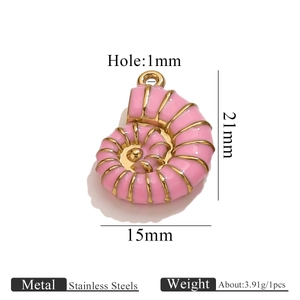 Detailspezifikationen des 21mm rosa Schneckenanhängers aus rostfreiem Edelstahl