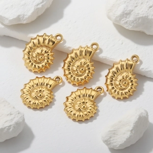 Goldene Muschelanhänger aus Edelstahl für DIY-Halsketten und Schmuckzubehör
