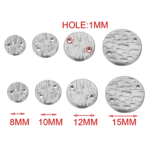 Pendenti tondi in acciaio martellato irregolare con fori da 1mm da 8mm a 15mm