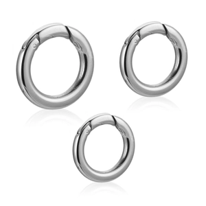 Set of three polished silver stainless steel spring O-rings for DIY jewelry making