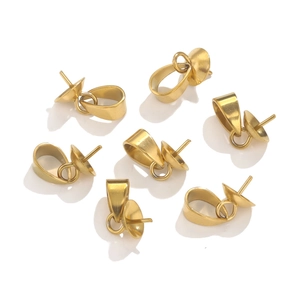 Set of 6 gold stainless steel pearl cup bails for DIY jewelry making and necklace pendants