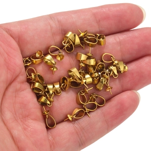 Golden stainless steel pinch bail with pin cup for DIY pearl necklace and jewelry making