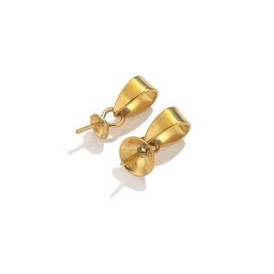 Golden stainless steel pinch bails with pearl cup holders for DIY necklace pendants