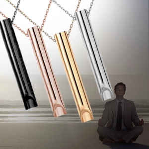 Collar de Respiración para Meditación de Acero Inoxidable Alivio del Estrés Colgante de Silbato Cilíndrico Joyería