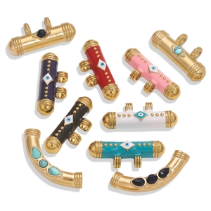 Ciondolo a Tubo in Acciaio Inossidabile Malocchio Bohemien per Creazione Gioielli Fai da Te Collana Bracciale Smalto Oro