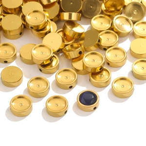 Polished gold round enamel beads and circular connectors for DIY jewelry making