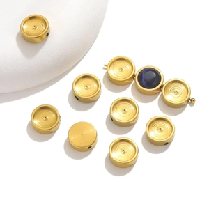 Golden stainless steel enamel bead charms and cabochon settings for DIY jewelry making