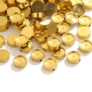 Golden stainless steel enamel bead spacers with side holes for DIY jewelry making