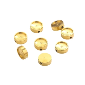 Golden stainless steel round bezel bead slider for DIY necklace and jewelry making