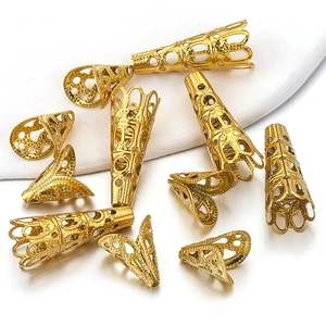 Stainless Steel Hollow Bead Caps Spacer Filigree Flower Cone End Caps For Jewelry Making DIY Necklaces Bracelets Accessories