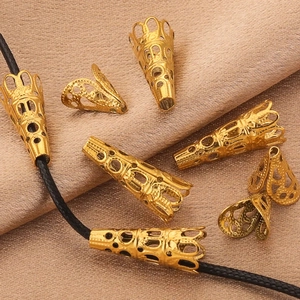 Hollow gold stainless steel bead caps and crown spacers for DIY jewelry making