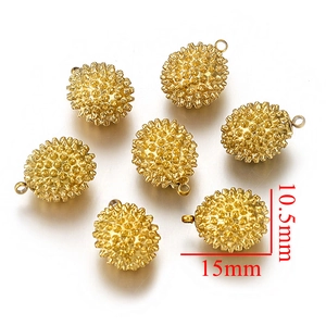 Macro view of 3D gold durian charms in stainless steel with 15x10.5mm dimension