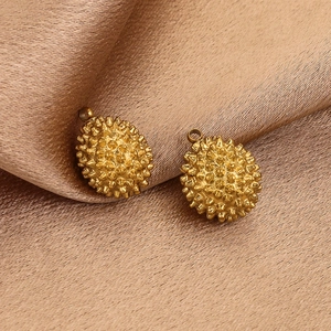 Creative 3D golden durian pendant made of stainless steel for DIY jewelry making