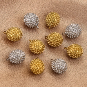 3D stainless steel durian fruit charms in gold and silver finish for DIY jewelry making