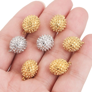 Creative 3D Durian Shape Stainless Steel Pendants DIY Jewelry Making Accessory Sea Urchin Spiky Ball Charm For Necklace
