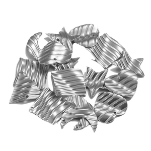 Zilveren roestvrijstalen geometrische bedeltjes met textuur voor het zelf maken van sieraden