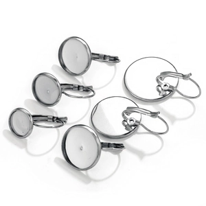 Stainless steel DIY lever-back earring tray settings for cabochon jewelry making