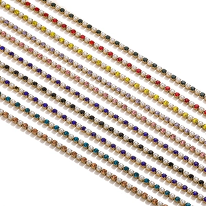 Cadena de garras con perlas y cristales de colores para joyería DIY y accesorios de ropa