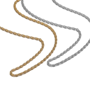 Polished stainless steel interlocking spiral chain necklaces in gold and silver finish