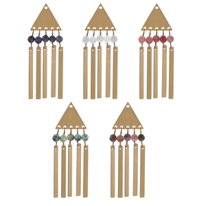 Bohemian Stainless Steel Pendants Geometric Triangle Natural Stone Beads Long Bar Tassel For DIY Jewelry Making Necklaces