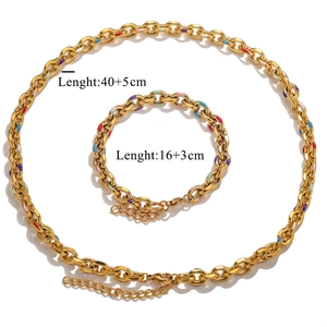 Set di gioielli con collana e bracciale a catena in acciaio inox smaltato a colori