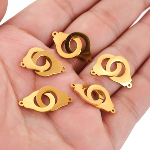 Set of five gold handcuff-shaped stainless steel connectors for DIY jewelry making