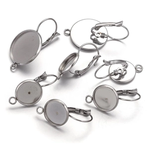 Acier Inoxydable Rond Dormeuse Boucle Oreille Plateaux Lunette Supports Cabochon Pour Bricolage Fabrication Bijoux