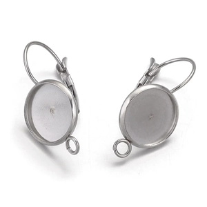 Paire de dormeuses en acier inoxydable avec support rond pour création de bijoux DIY