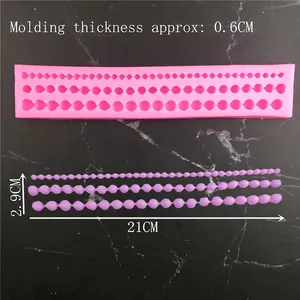 Stampo in silicone rosa per bordi di torte con texture a perla lunga 21 centimetri