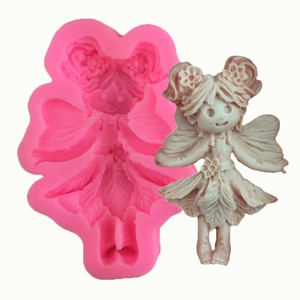 3D Winged Fairy Girl Silicone Mold For Fondant Cake Decoration DIY Handmade Soap Candle Plaster Flower Girl Pink Baking Mold