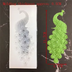 Peacock shaped food grade silicone mold for cake fondant and soap crafting