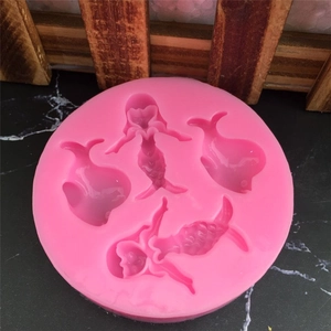 Pink silicone mermaid and dolphin mold for fondant cake decorating and DIY crafts