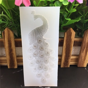 Peacock shaped food grade silicone mold for fondant cake decorating and handmade soap