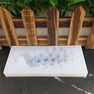 Peacock shape silicone mold for fondant cake and soap making with fine feather textures