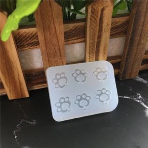 DIY silicone mold for cake fondant and soap featuring six cute dog paw print patterns