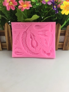 Pink silicone angel feather and wing mold for fondant cake decorating and DIY crafts